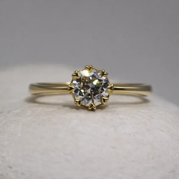 The Avon: Handmade 14ct Gold Crown Set Diamond or Moissanite Engagement Ring