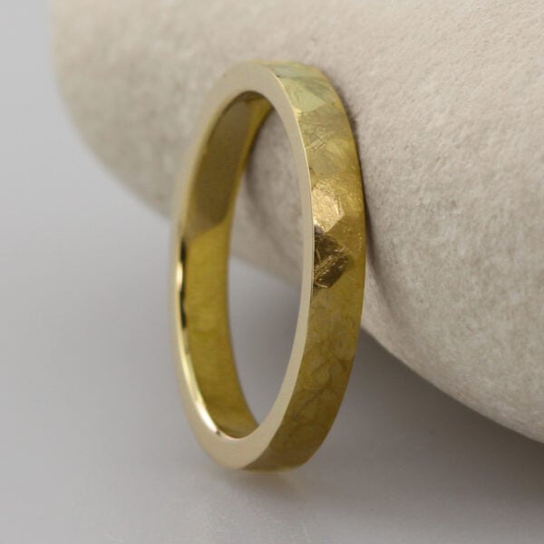 The Cavanacaw: Ethical 14ct Yellow Gold Wedding Ring with Hammered finish