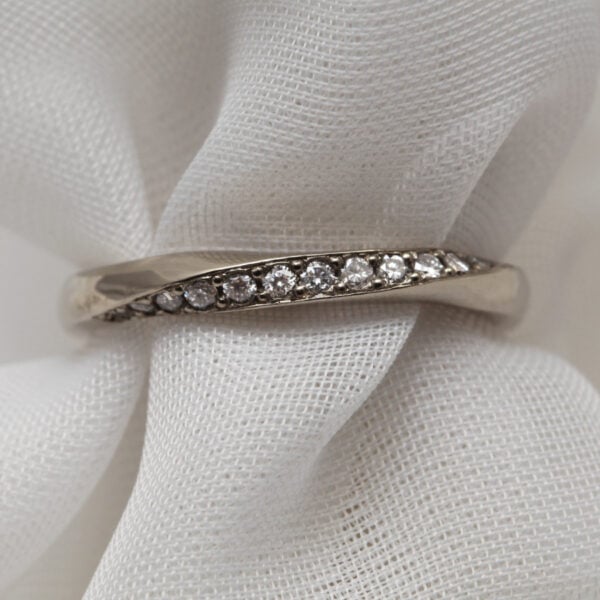 The Esk: Handmade 14ct White Gold Diamond Wedding Ring