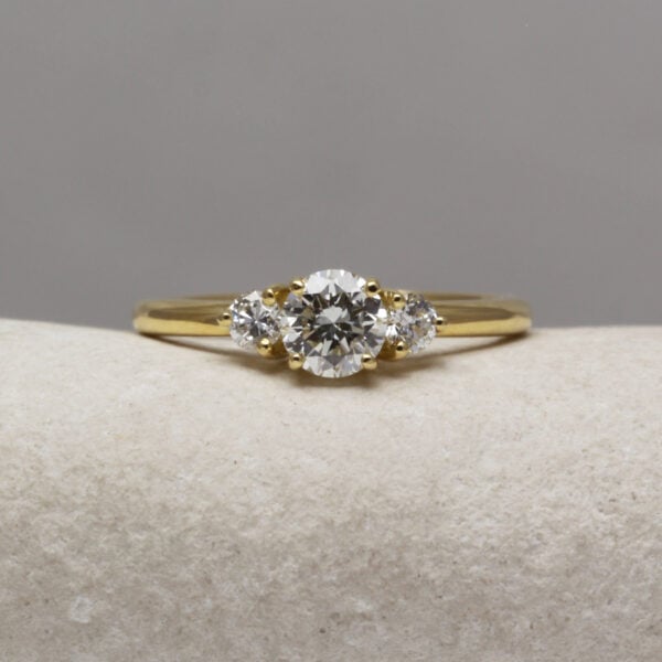 The Ballindean: Ethical 18ct Gold Diamond or Moissanite Trilogy Engagement Ring