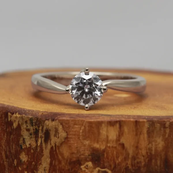 The Flour: Ethical Diamond or Moissanite 18ct White Gold Twisted Prong Engagement Ring