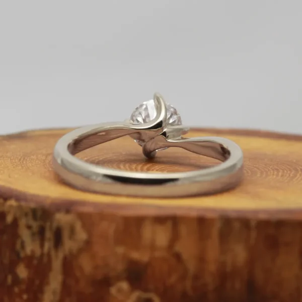 The Flour: Ethical Diamond or Moissanite 18ct White Gold Twisted Prong Engagement Ring