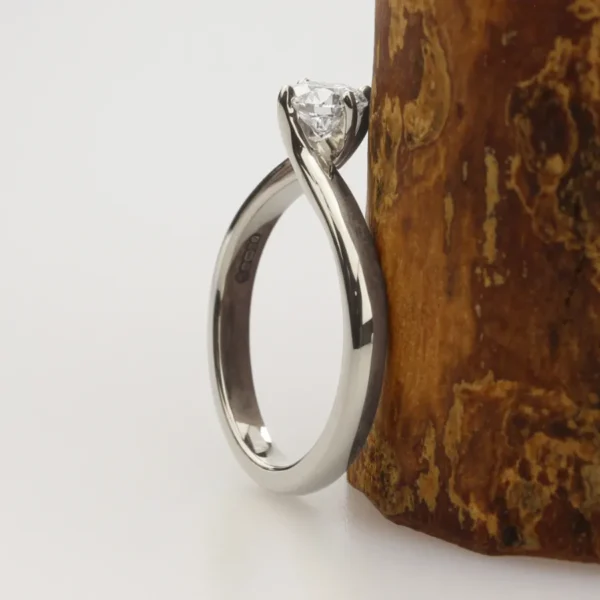 The Flour: Ethical Diamond or Moissanite 950 Platinum Twisted Prong Engagement Ring