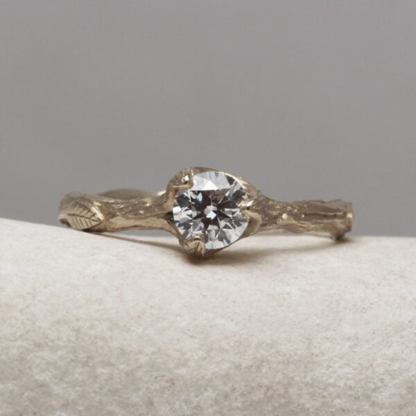 The Mossy: Handmade 18ct White Gold Diamond or Moissanite Twig Engagement Ring