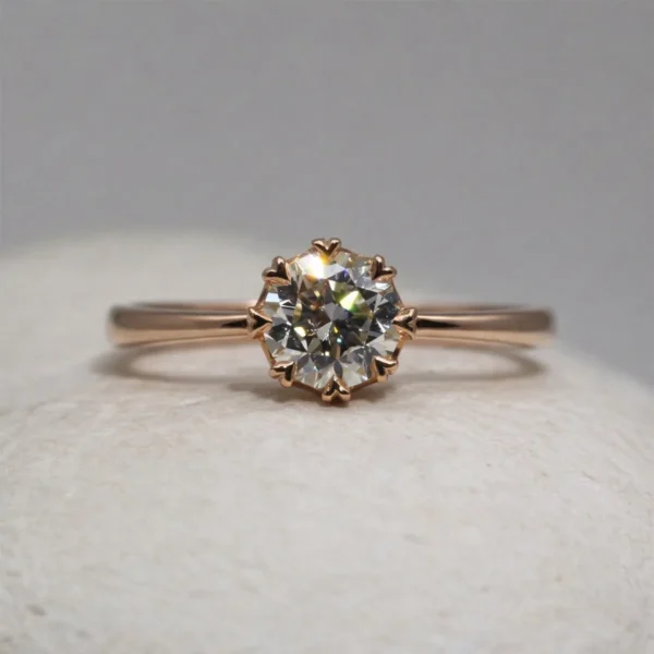 The Avon: Handmade 18ct Rose Gold Crown Set Diamond or Moissanite Engagement Ring
