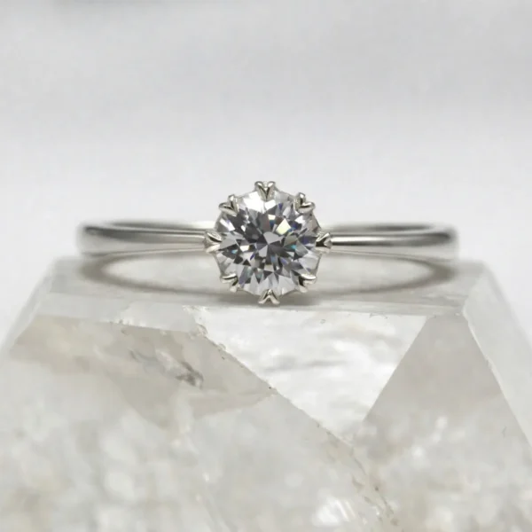 The Avon: Handmade 950 Platinum Crown Set Diamond or Moissanite Engagement Ring