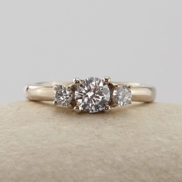 The Cloan: Ethical 18ct White Gold Diamond or Moissanite Trilogy Engagement Ring