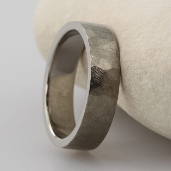 The Cavanacaw: Ethical 950 Platinum Wedding Ring with Hammered finish