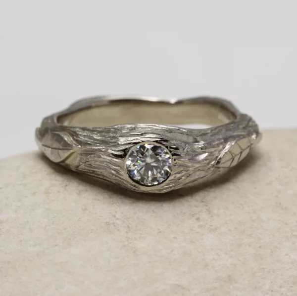 The Hershaw: Handmade 950 Platinum Diamond or Moissanite Twig Engagement Ring