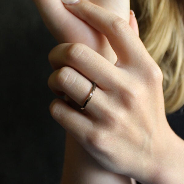 The Bachan: Recycled 18ct Rose Gold Wedding Ring with Diamond or Moissanite