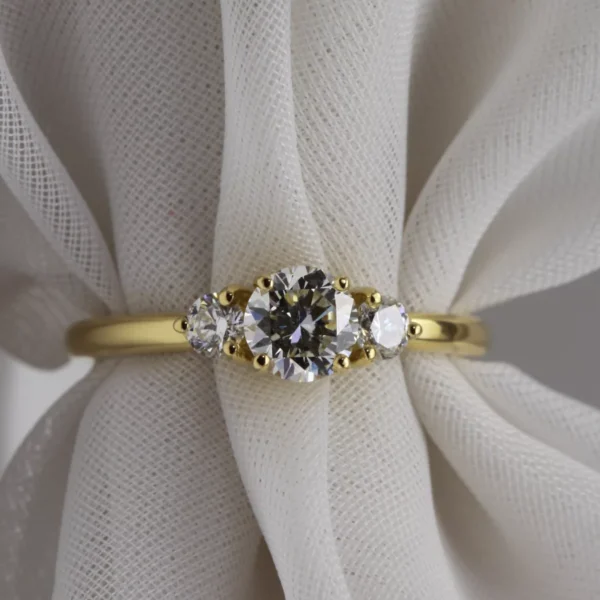 The Ballindean: Ethical 18ct Gold Diamond or Moissanite Trilogy Engagement Ring