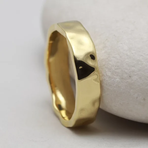 The Ardyne: Eco 14ct Yellow Gold Wedding Ring with glacier effect finish