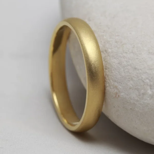 The Glengaber: Handmade 18ct Yellow Gold Wedding Ring with Light Frosted finish
