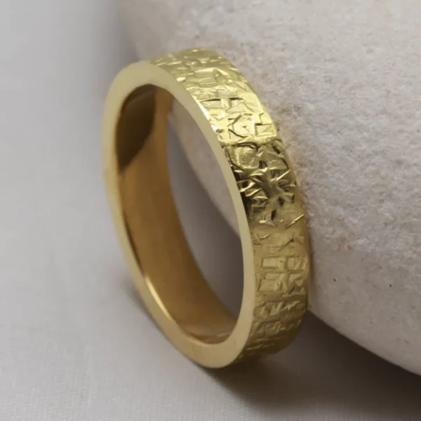 The Mennock: Recycled 18ct Gold Wedding Ring with Hammered finish