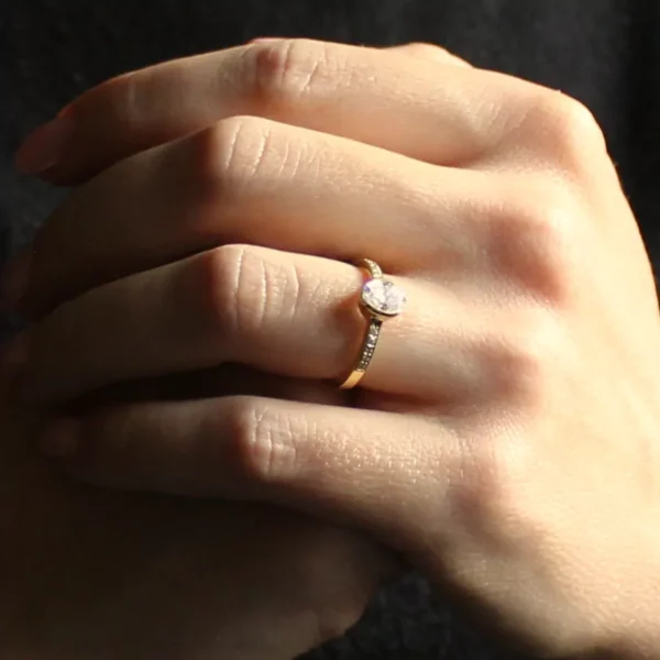 The Faughan: 14ct Gold Partial Collet Oval Diamond or Moissanite Engagement Ring with Pavé Set Shoulders