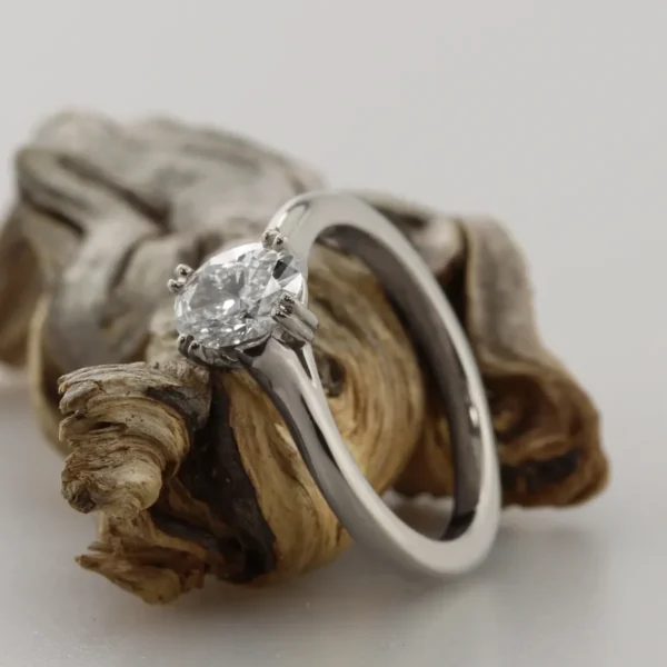 The Ouse: Handmade 950 Platinum Wed-fit Oval Cut Diamond or Moissanite Engagement Ring