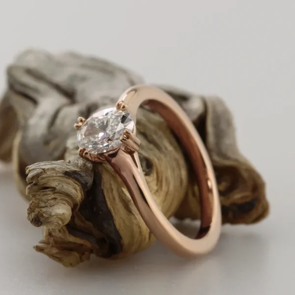 The Ouse: Handmade 14ct Rose Gold Wedfit Oval Cut Diamond or Moissanite Engagement Ring