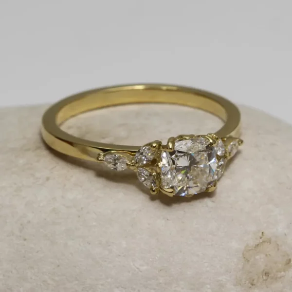 The Lednock: Handmade 18ct Gold Lotus Basket Engagement Ring
