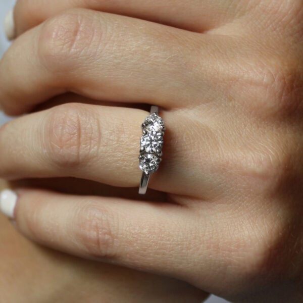 The Torridge: Recycled 950 Platinum Diamond or Moissanite Trilogy Engagement Ring