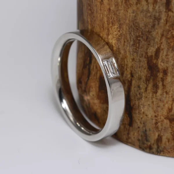 The Tweed: Eco 950 Platinum Baguette Diamond or Moissanite Ring
