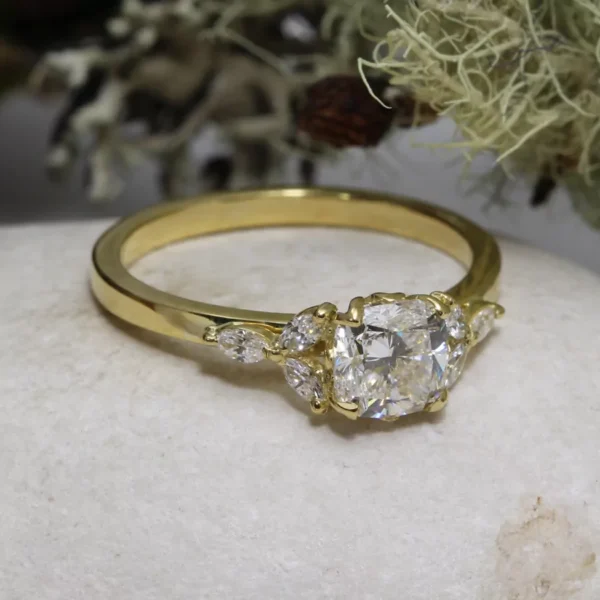 The Lednock: Handmade 18ct Gold Lotus Basket Engagement Ring