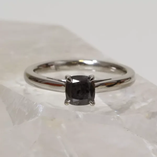 The Tombane: Handmade 950 Platinum Salt & Pepper Diamond Engagement Ring