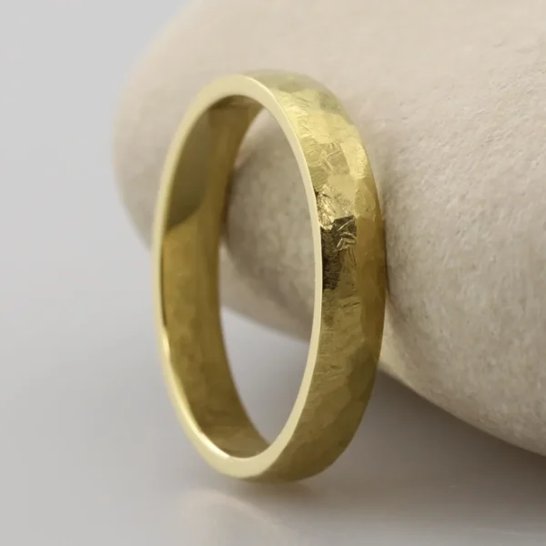 The Carle: Eco 18ct Yellow Gold Wedding Ring with Hammered finish