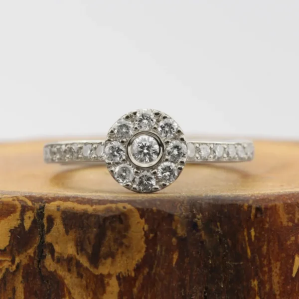 The Lea: Handmade 950 Platinum Wed-fit Diamond or Moissanite Halo Engagement Ring