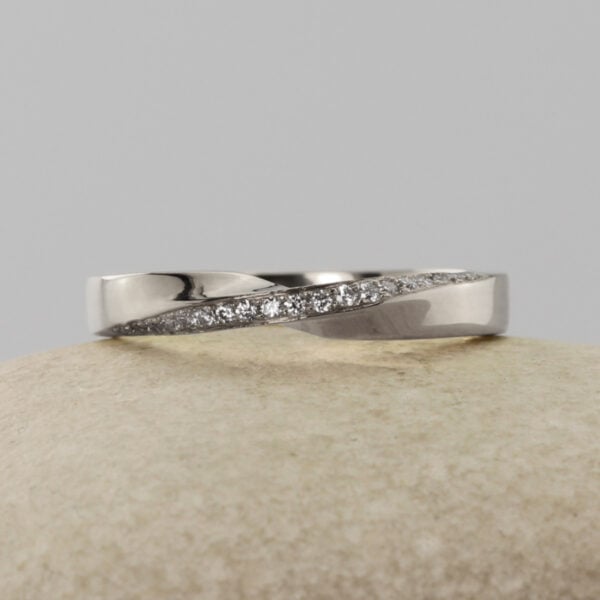 The Ellershie: Handmade 950 Platinum Diamond or Moissanite Twist Wedding Ring