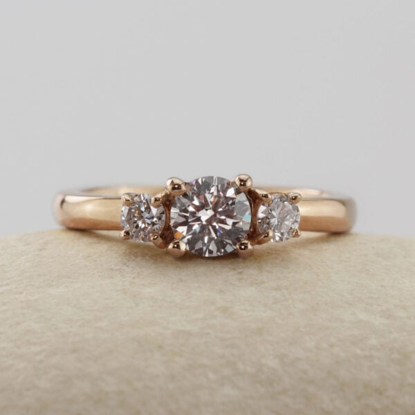 The Cloan: Ethical 18ct Rose Gold Diamond or Moissanite Trilogy Engagement Ring