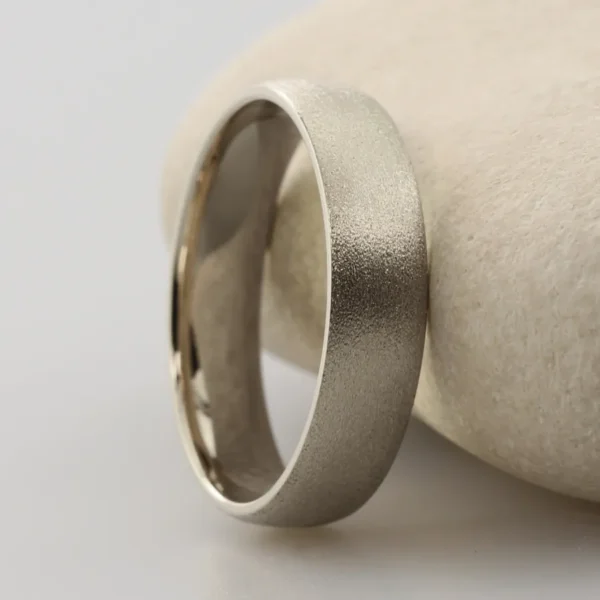 The Lochy: 18ct White Gold Wedding Ring with Etched finish