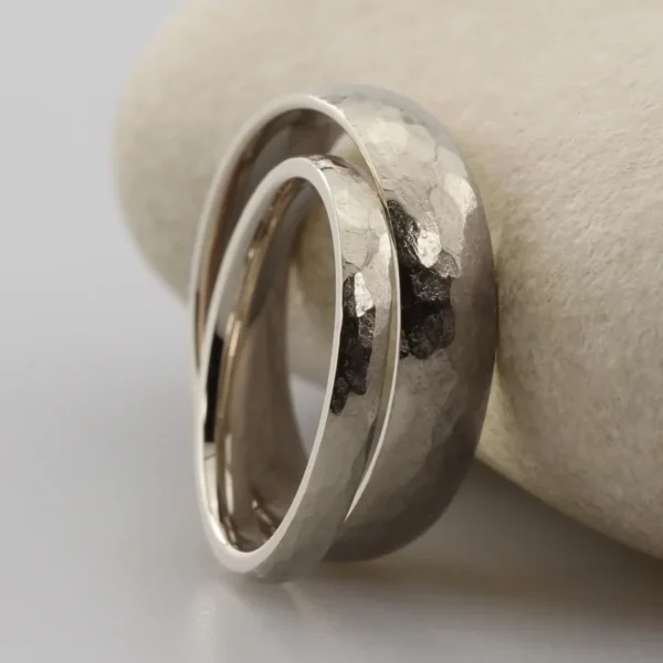 The Barrs: Recycled 18ct White Gold Matching Wedding Rings