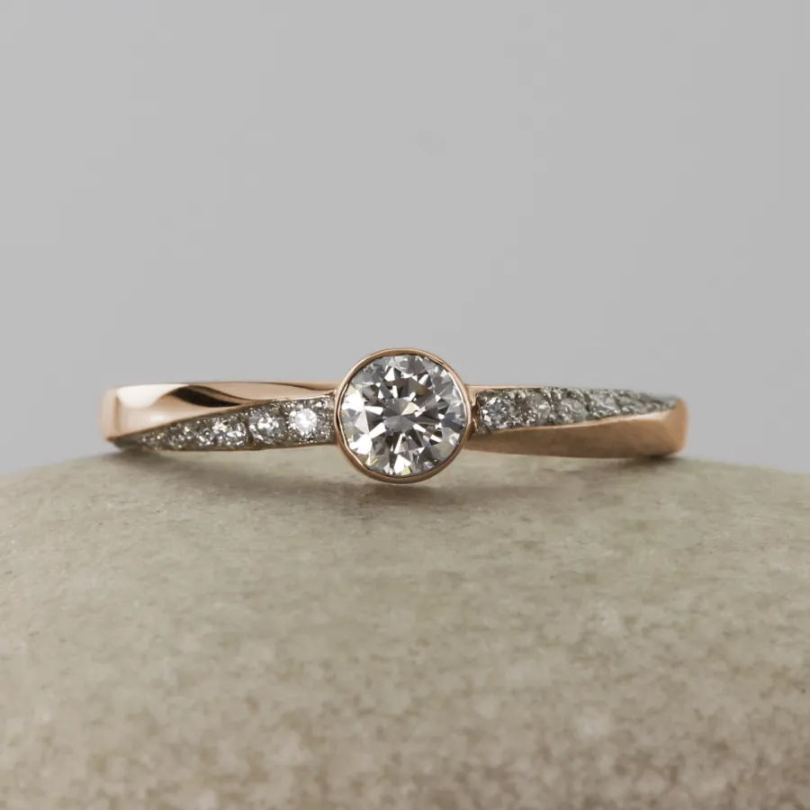 Sustainable 18ct Rose Gold Twist Diamond Engagement Ring