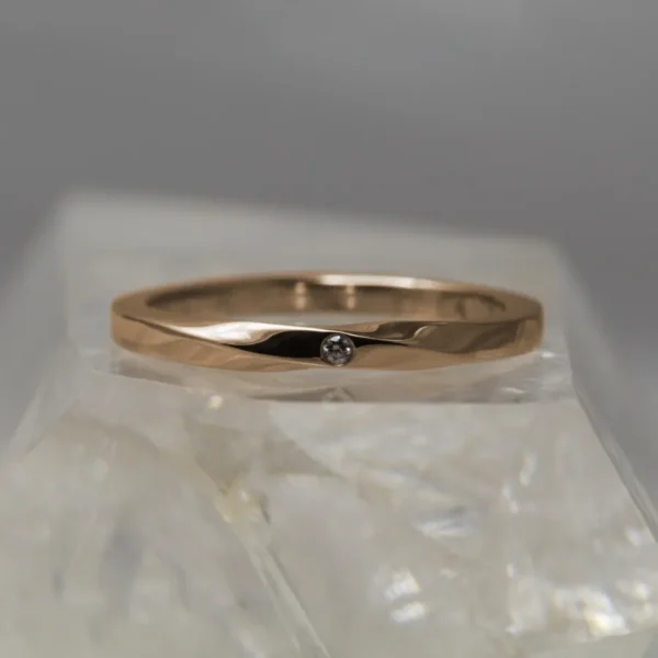 The Bachan: Recycled 14ct Rose Gold Wedding Ring with Diamond or Moissanite