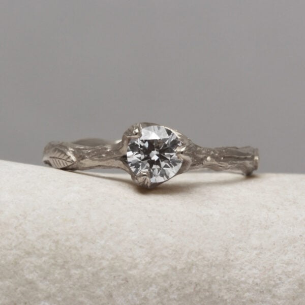 The Mossy: Handmade 950 Platinum Diamond or Moissanite Twig Engagement Ring