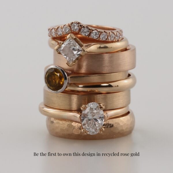 The Petteril: Hand Engraved 18ct Rose Gold Diamond or Moissanite Engagement Ring