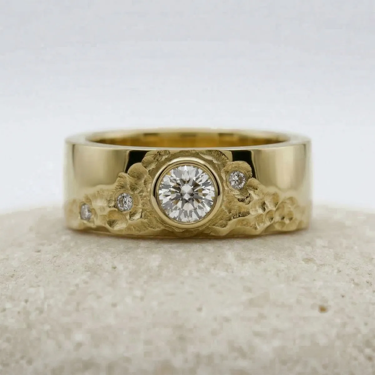 Handmade 18ct Gold Sun and Mountain Ring