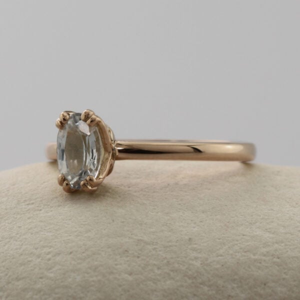 The Finn: Handmade 14ct Rose Gold Oval Diamond or Moissanite Engagement Ring