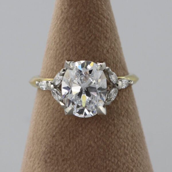 The Monzie: Handmade 18ct Gold and Platinum Lotus Basket Engagement Ring