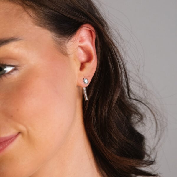 The Cairngorms Diamond or Moissanite Bar Stud Earrings 1.2 ctw: 950 Platinum