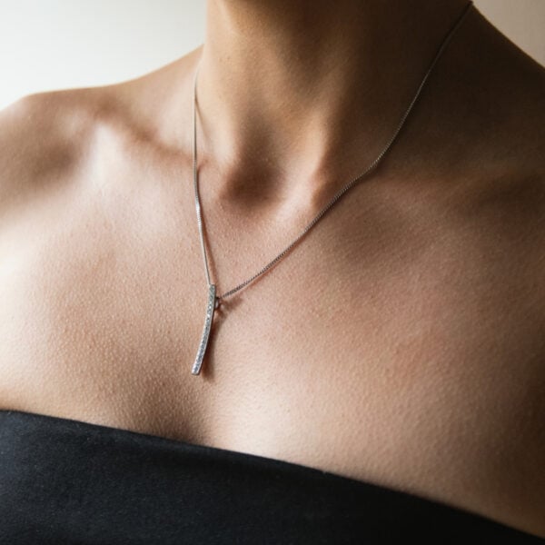 The Cairngorms Diamond or Moissanite Bar Necklace: 950 Platinum