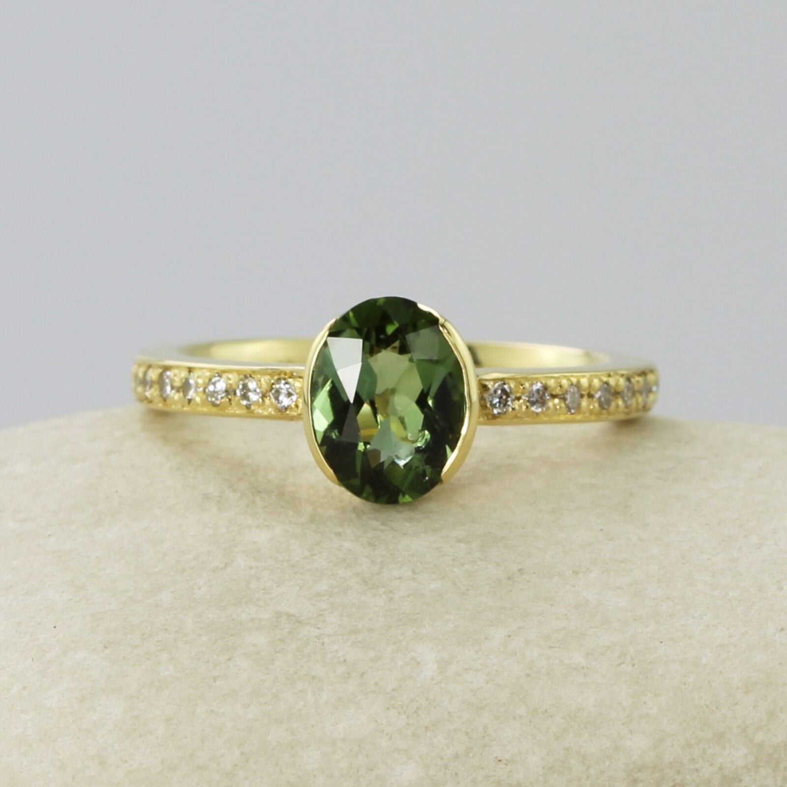 Unique Oval Tourmaline Engagement Ring