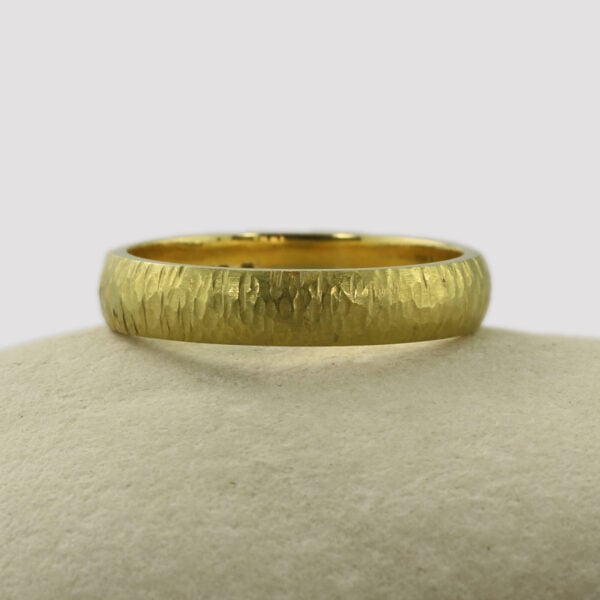 The Humber: Handmade 18ct Yellow Gold Wedding Ring with Bark Finish