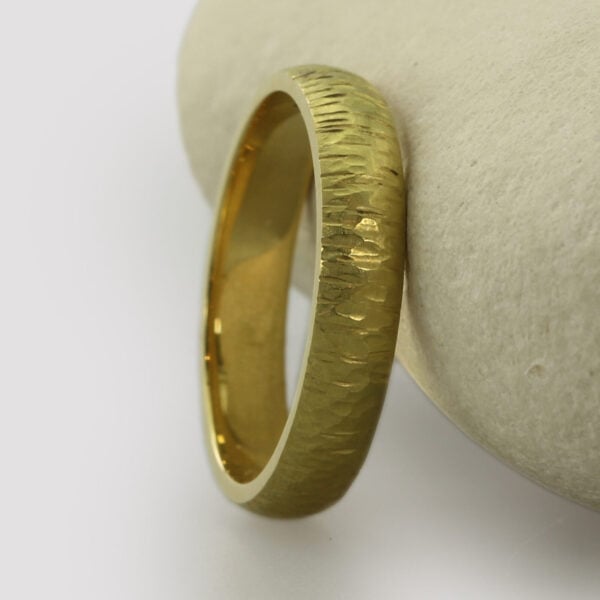 The Humber: Handmade 18ct Yellow Gold Wedding Ring with Bark Finish