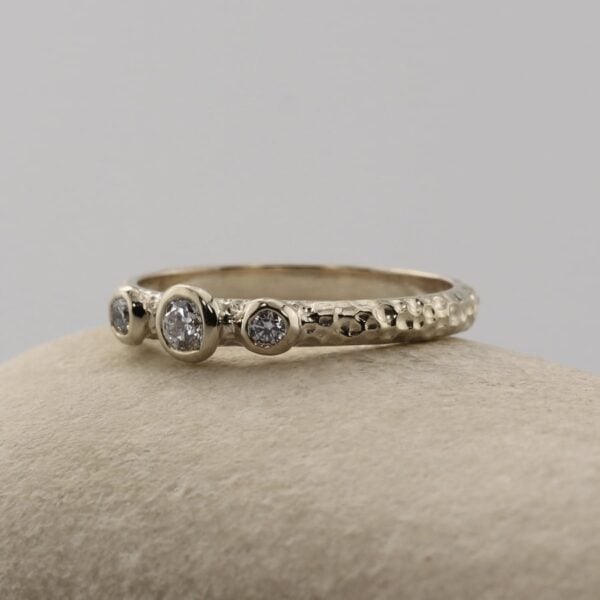 The White: 14ct White Gold Diamond or Moissanite Trilogy Engagement Ring