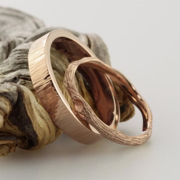 The Twig and Bark: Handmade 14ct Rose Gold Wedding Ring Set