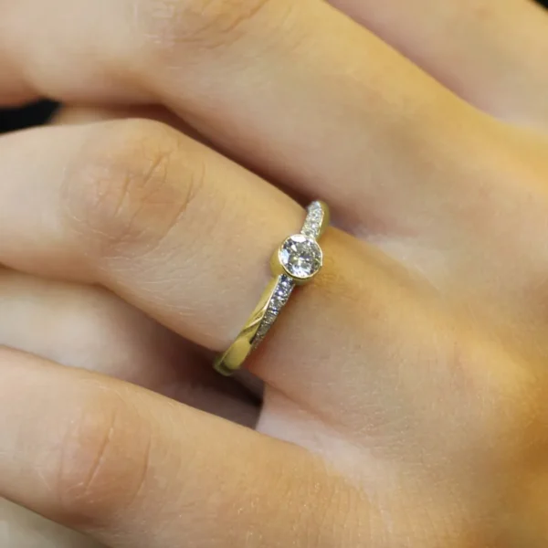 The Ruel: Handmade 18ct Yellow Gold Twist Moissanite or Diamond Engagement Ring