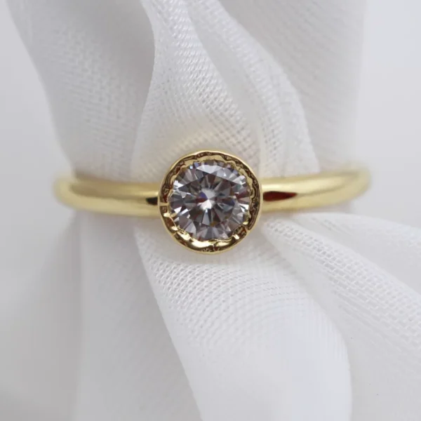 The Foreburn: Handmade 18ct Yellow Gold Diamond or Moissanite Engagement Ring