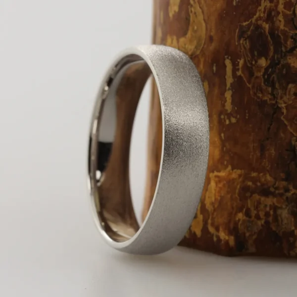 The Lochy: Recycled 950 Platinum Wedding Ring with Etched finish
