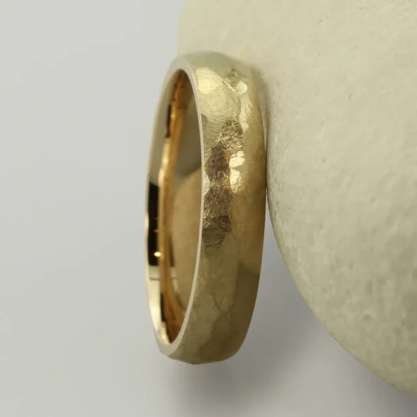 The Barr: Eco 9ct Yellow Gold Wedding Ring with Hammered finish